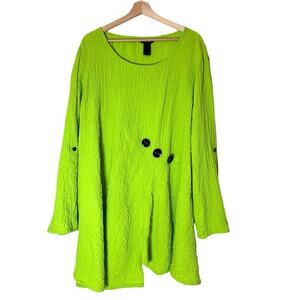 Ali Miles Tunic Top Shirt Blouse Asymmetrical Hem Size 2X Funky Artsy Modern